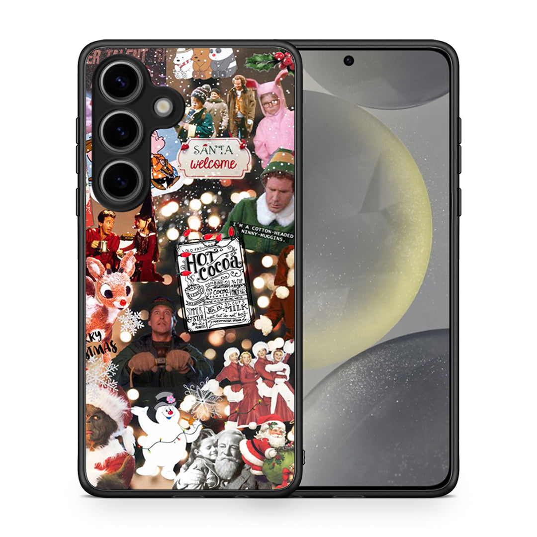 Θήκη Samsung Galaxy S25 Xmas Movies από τη Smartfits με σχέδιο στο πίσω μέρος και μαύρο περίβλημα | Samsung Galaxy S25 Xmas Movies case with colorful back and black bezels