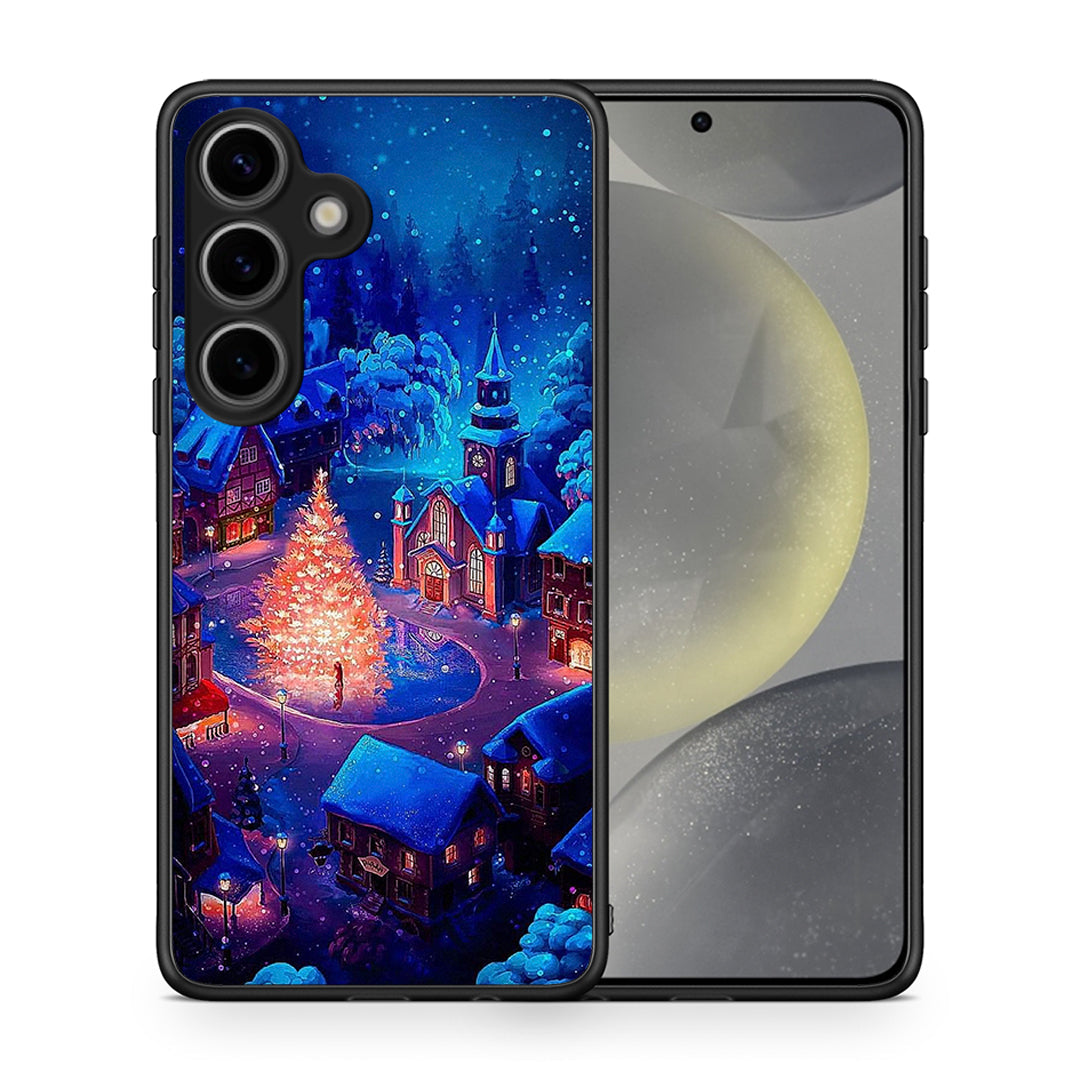 Θήκη Samsung Galaxy S25 Xmas Village από τη Smartfits με σχέδιο στο πίσω μέρος και μαύρο περίβλημα | Samsung Galaxy S25 Xmas Village case with colorful back and black bezels