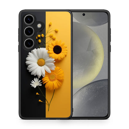 Θήκη Samsung Galaxy S25 Yellow Daisies από τη Smartfits με σχέδιο στο πίσω μέρος και μαύρο περίβλημα | Samsung Galaxy S25 Yellow Daisies case with colorful back and black bezels