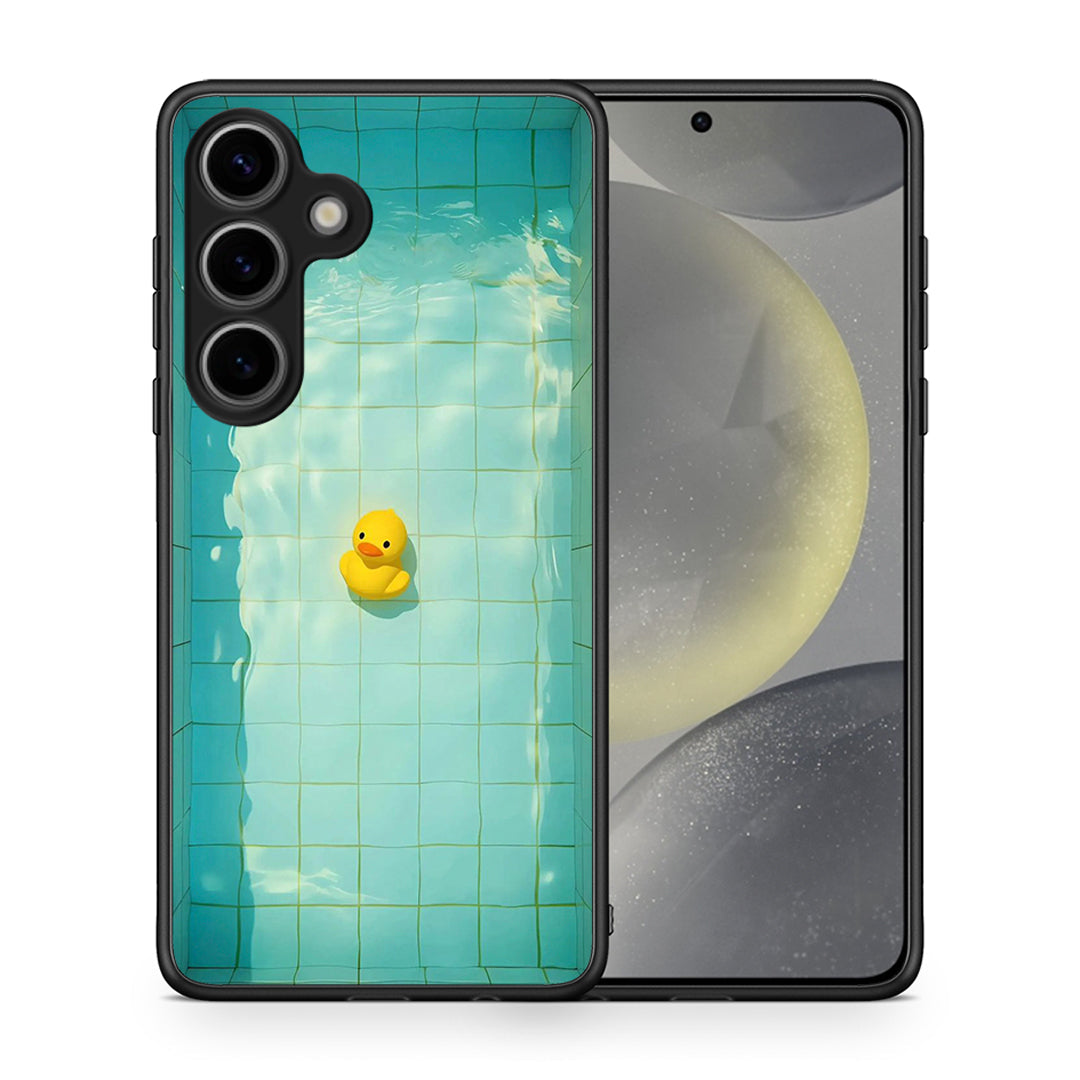 Θήκη Samsung Galaxy S25 Yellow Duck από τη Smartfits με σχέδιο στο πίσω μέρος και μαύρο περίβλημα | Samsung Galaxy S25 Yellow Duck case with colorful back and black bezels