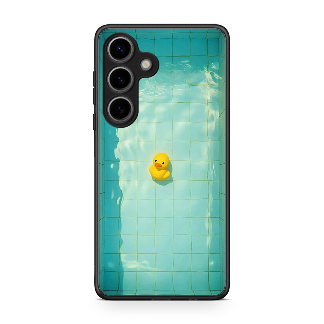 Samsung Galaxy S25 Yellow Duck θήκη από τη Smartfits με σχέδιο στο πίσω μέρος και μαύρο περίβλημα | Smartphone case with colorful back and black bezels by Smartfits