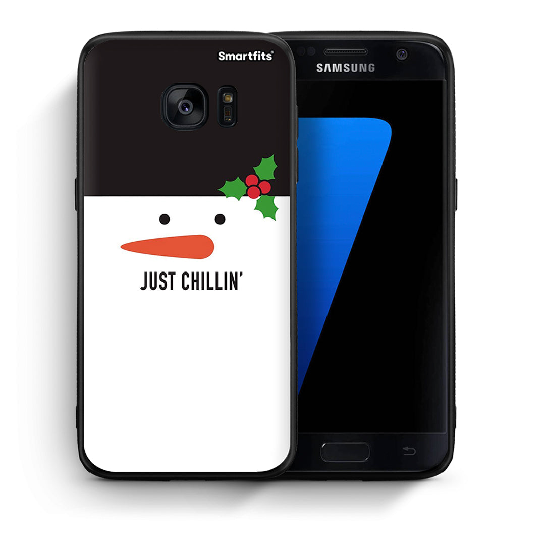 Θήκη Samsung S7 Christmas Chillin από τη Smartfits με σχέδιο στο πίσω μέρος και μαύρο περίβλημα | Samsung S7 Christmas Chillin case with colorful back and black bezels