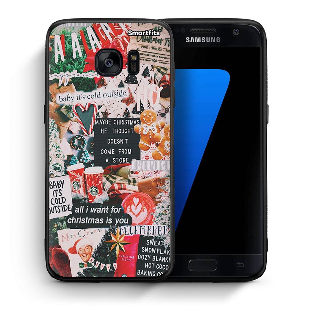 Θήκη Samsung S7 Christmas Happiness από τη Smartfits με σχέδιο στο πίσω μέρος και μαύρο περίβλημα | Samsung S7 Christmas Happiness case with colorful back and black bezels