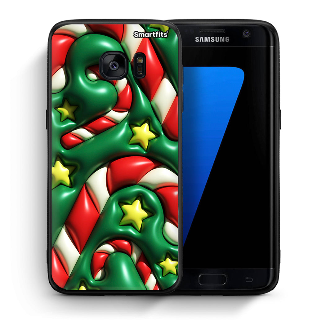 Θήκη Samsung S7 Edge Christmas Bubbles από τη Smartfits με σχέδιο στο πίσω μέρος και μαύρο περίβλημα | Samsung S7 Edge Christmas Bubbles case with colorful back and black bezels