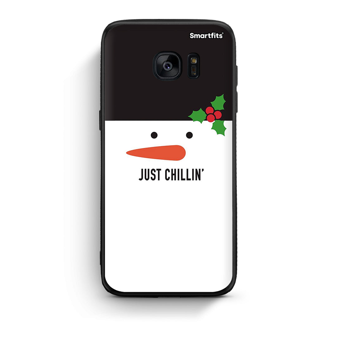 samsung s7 Christmas Chillin θήκη από τη Smartfits με σχέδιο στο πίσω μέρος και μαύρο περίβλημα | Smartphone case with colorful back and black bezels by Smartfits