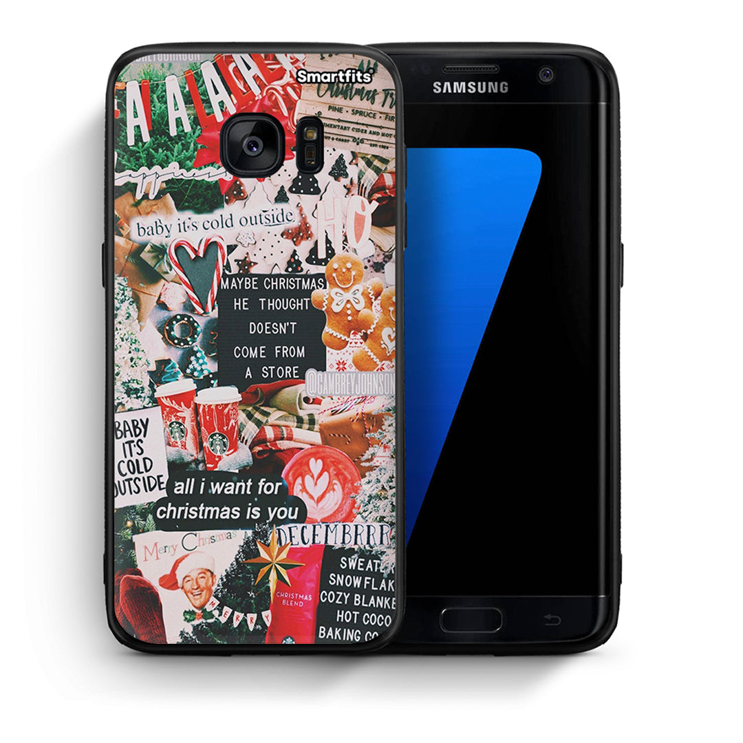 Θήκη Samsung S7 Edge Christmas Happiness από τη Smartfits με σχέδιο στο πίσω μέρος και μαύρο περίβλημα | Samsung S7 Edge Christmas Happiness case with colorful back and black bezels