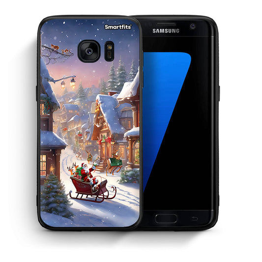 Θήκη Samsung S7 Edge Christmas Snow από τη Smartfits με σχέδιο στο πίσω μέρος και μαύρο περίβλημα | Samsung S7 Edge Christmas Snow case with colorful back and black bezels