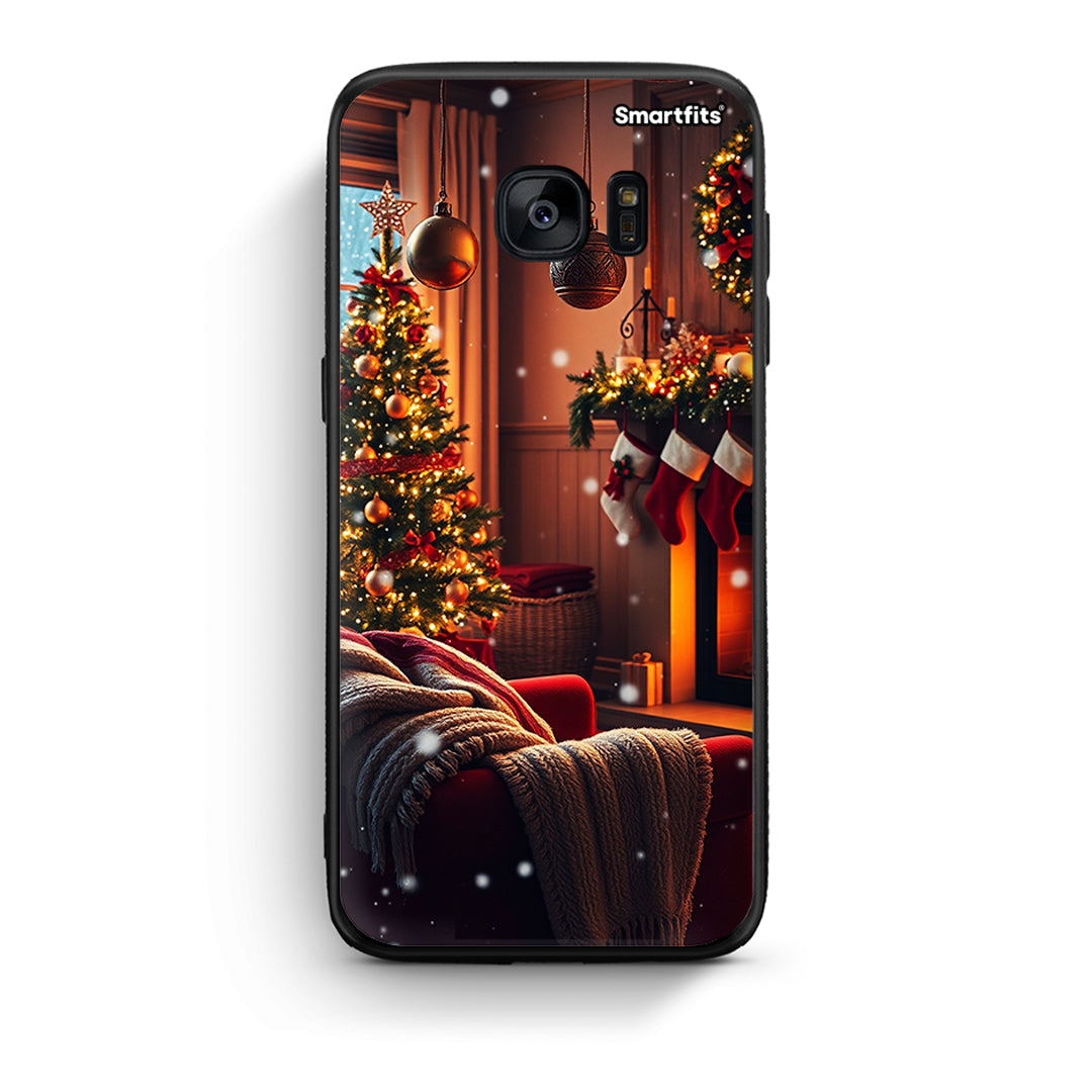 samsung s7 Home For Christmas θήκη από τη Smartfits με σχέδιο στο πίσω μέρος και μαύρο περίβλημα | Smartphone case with colorful back and black bezels by Smartfits