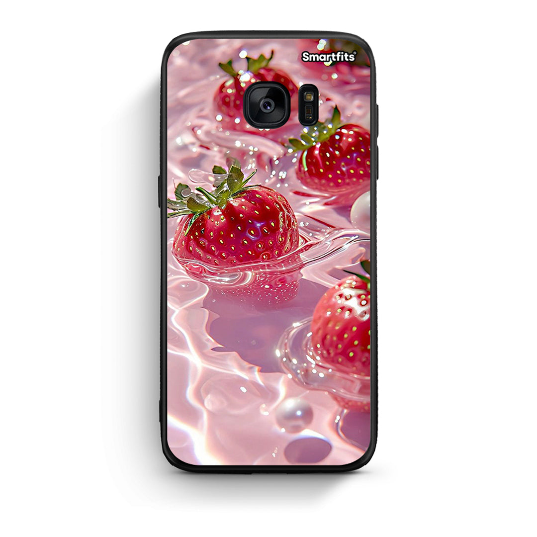 samsung s7 Juicy Strawberries θήκη από τη Smartfits με σχέδιο στο πίσω μέρος και μαύρο περίβλημα | Smartphone case with colorful back and black bezels by Smartfits