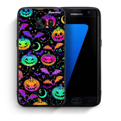 Θήκη Samsung S7 Edge Neon Halloween από τη Smartfits με σχέδιο στο πίσω μέρος και μαύρο περίβλημα | Samsung S7 Edge Neon Halloween case with colorful back and black bezels