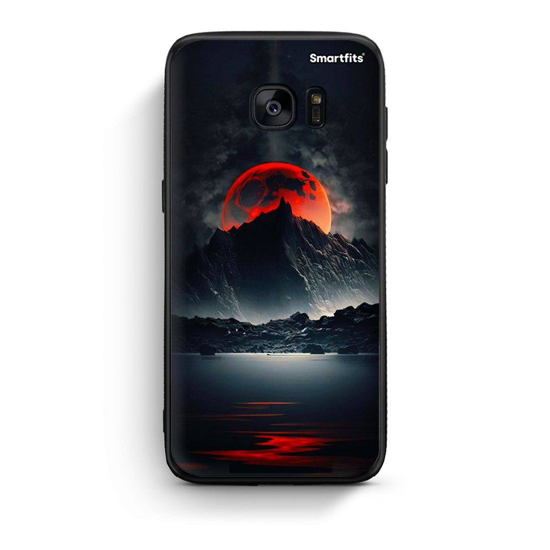 samsung s7 Red Full Moon θήκη από τη Smartfits με σχέδιο στο πίσω μέρος και μαύρο περίβλημα | Smartphone case with colorful back and black bezels by Smartfits