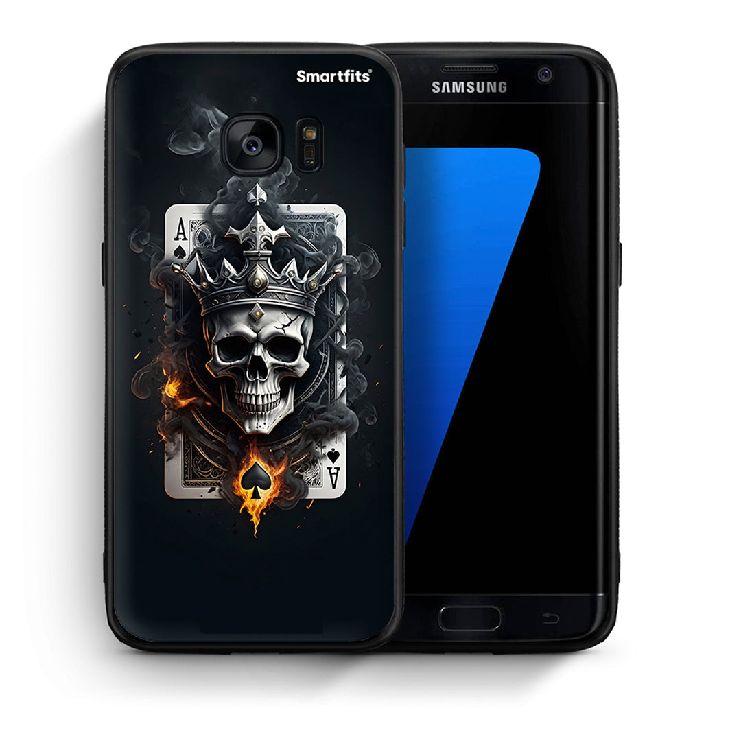 Θήκη Samsung S7 Edge Skull King Ace από τη Smartfits με σχέδιο στο πίσω μέρος και μαύρο περίβλημα | Samsung S7 Edge Skull King Ace case with colorful back and black bezels