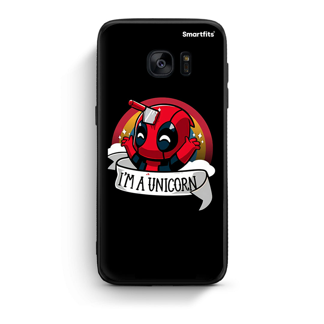 samsung s7 edge Unicorn Deadpool θήκη από τη Smartfits με σχέδιο στο πίσω μέρος και μαύρο περίβλημα | Smartphone case with colorful back and black bezels by Smartfits