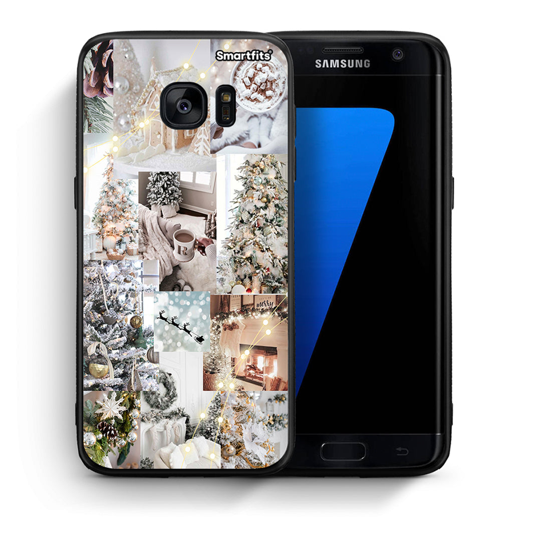 Θήκη Samsung S7 Edge White Christmas από τη Smartfits με σχέδιο στο πίσω μέρος και μαύρο περίβλημα | Samsung S7 Edge White Christmas case with colorful back and black bezels