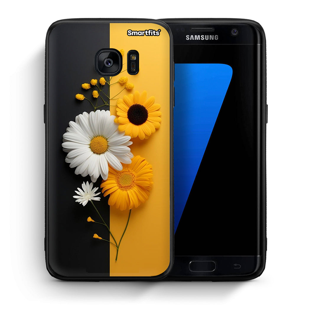 Θήκη Samsung S7 Edge Yellow Daisies από τη Smartfits με σχέδιο στο πίσω μέρος και μαύρο περίβλημα | Samsung S7 Edge Yellow Daisies case with colorful back and black bezels