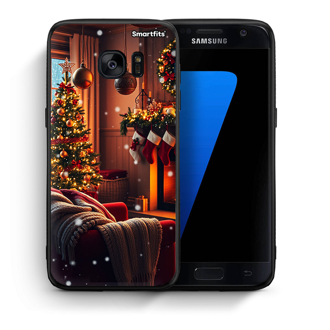 Θήκη Samsung S7 Home For Christmas από τη Smartfits με σχέδιο στο πίσω μέρος και μαύρο περίβλημα | Samsung S7 Home For Christmas case with colorful back and black bezels