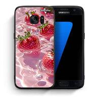 Thumbnail for Θήκη Samsung S7 Juicy Strawberries από τη Smartfits με σχέδιο στο πίσω μέρος και μαύρο περίβλημα | Samsung S7 Juicy Strawberries case with colorful back and black bezels