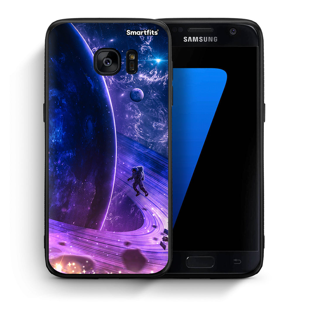 Θήκη Samsung S7 Lost Astronaut από τη Smartfits με σχέδιο στο πίσω μέρος και μαύρο περίβλημα | Samsung S7 Lost Astronaut case with colorful back and black bezels