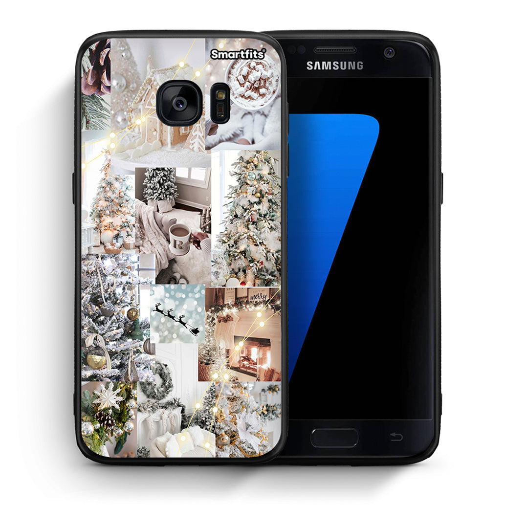 Θήκη Samsung S7 White Christmas από τη Smartfits με σχέδιο στο πίσω μέρος και μαύρο περίβλημα | Samsung S7 White Christmas case with colorful back and black bezels