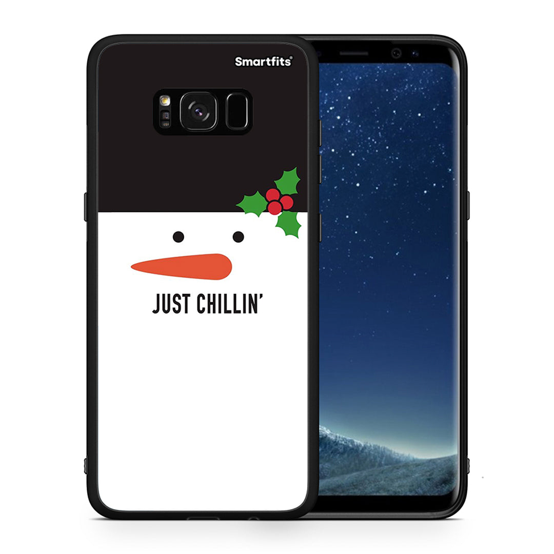 Θήκη Samsung S8 Christmas Chillin από τη Smartfits με σχέδιο στο πίσω μέρος και μαύρο περίβλημα | Samsung S8 Christmas Chillin case with colorful back and black bezels