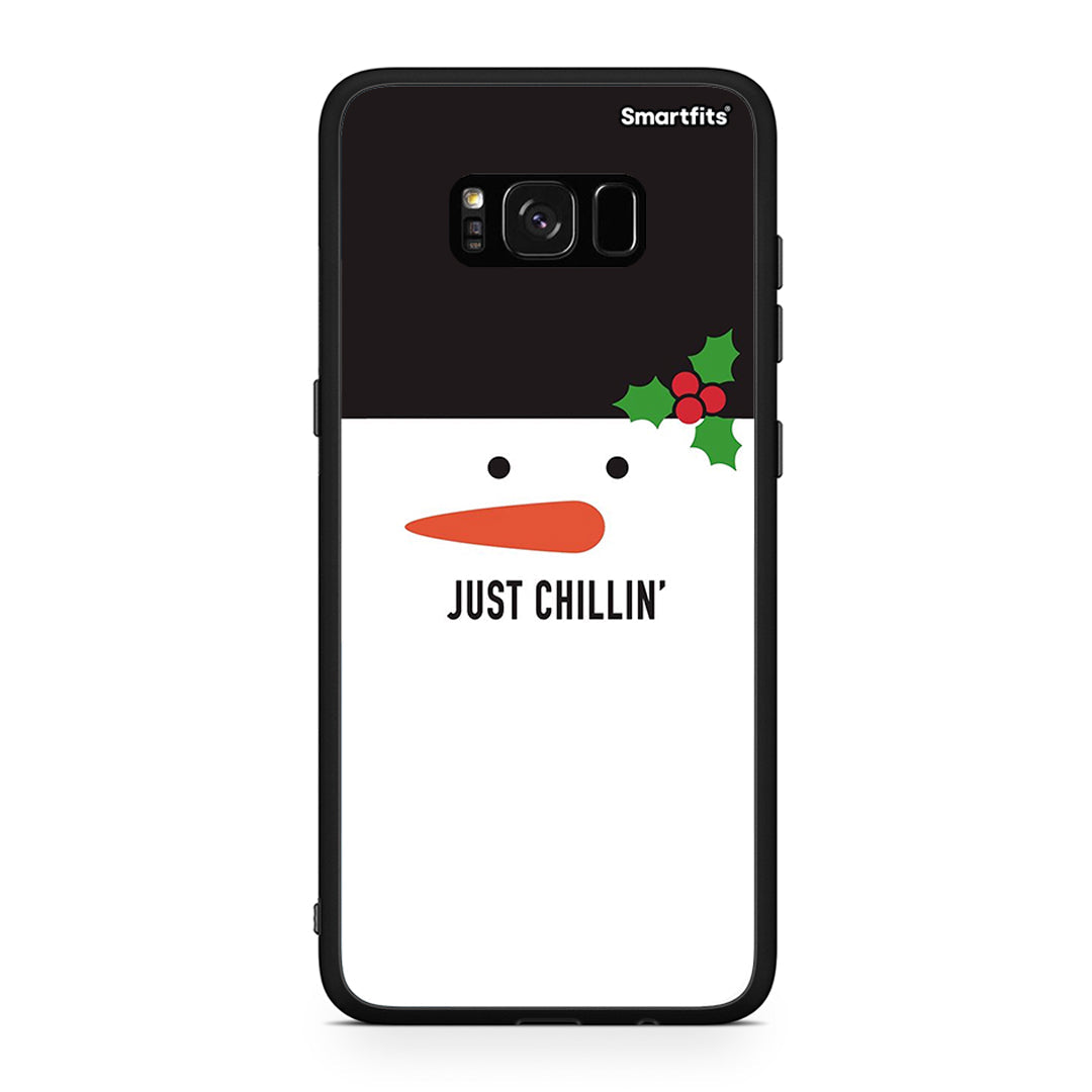 Samsung S8 Christmas Chillin θήκη από τη Smartfits με σχέδιο στο πίσω μέρος και μαύρο περίβλημα | Smartphone case with colorful back and black bezels by Smartfits