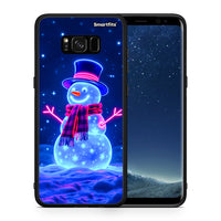 Thumbnail for Θήκη Samsung S8 Christmas Neon Snowman από τη Smartfits με σχέδιο στο πίσω μέρος και μαύρο περίβλημα | Samsung S8 Christmas Neon Snowman case with colorful back and black bezels