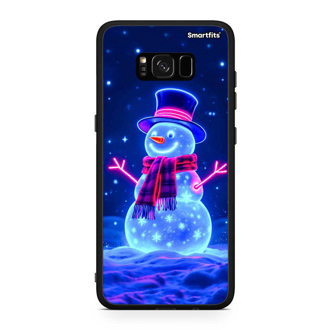 Samsung S8 Christmas Neon Snowman θήκη από τη Smartfits με σχέδιο στο πίσω μέρος και μαύρο περίβλημα | Smartphone case with colorful back and black bezels by Smartfits