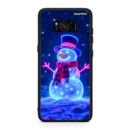 Samsung S8+ Christmas Neon Snowman θήκη από τη Smartfits με σχέδιο στο πίσω μέρος και μαύρο περίβλημα | Smartphone case with colorful back and black bezels by Smartfits