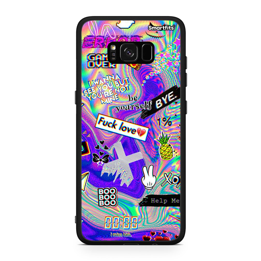 Samsung S8+ Game Over θήκη από τη Smartfits με σχέδιο στο πίσω μέρος και μαύρο περίβλημα | Smartphone case with colorful back and black bezels by Smartfits