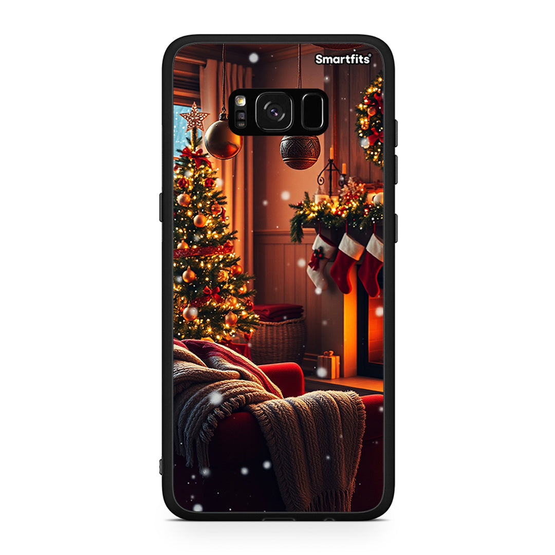 Samsung S8 Home For Christmas θήκη από τη Smartfits με σχέδιο στο πίσω μέρος και μαύρο περίβλημα | Smartphone case with colorful back and black bezels by Smartfits