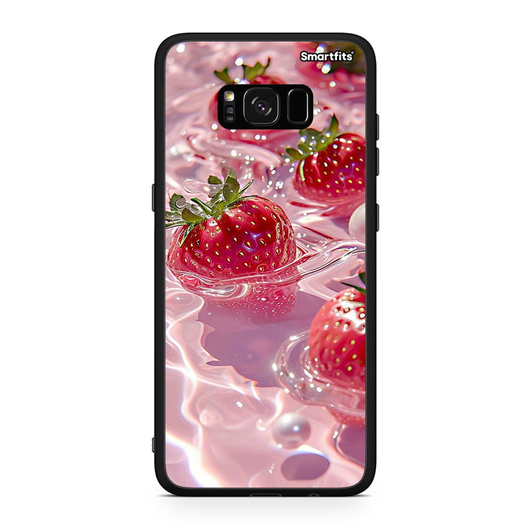 Samsung S8 Juicy Strawberries θήκη από τη Smartfits με σχέδιο στο πίσω μέρος και μαύρο περίβλημα | Smartphone case with colorful back and black bezels by Smartfits