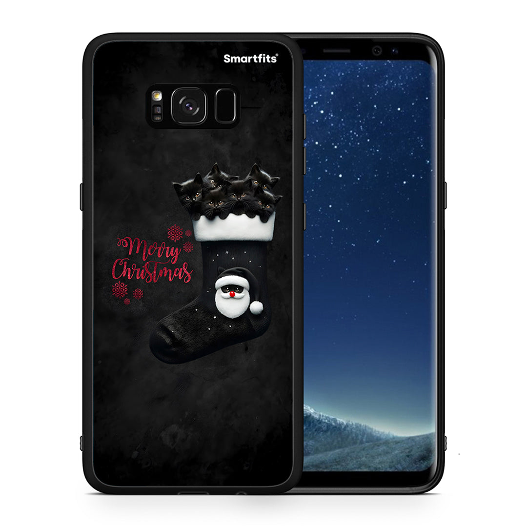 Θήκη Samsung S8 Merry Cat Christmas από τη Smartfits με σχέδιο στο πίσω μέρος και μαύρο περίβλημα | Samsung S8 Merry Cat Christmas case with colorful back and black bezels