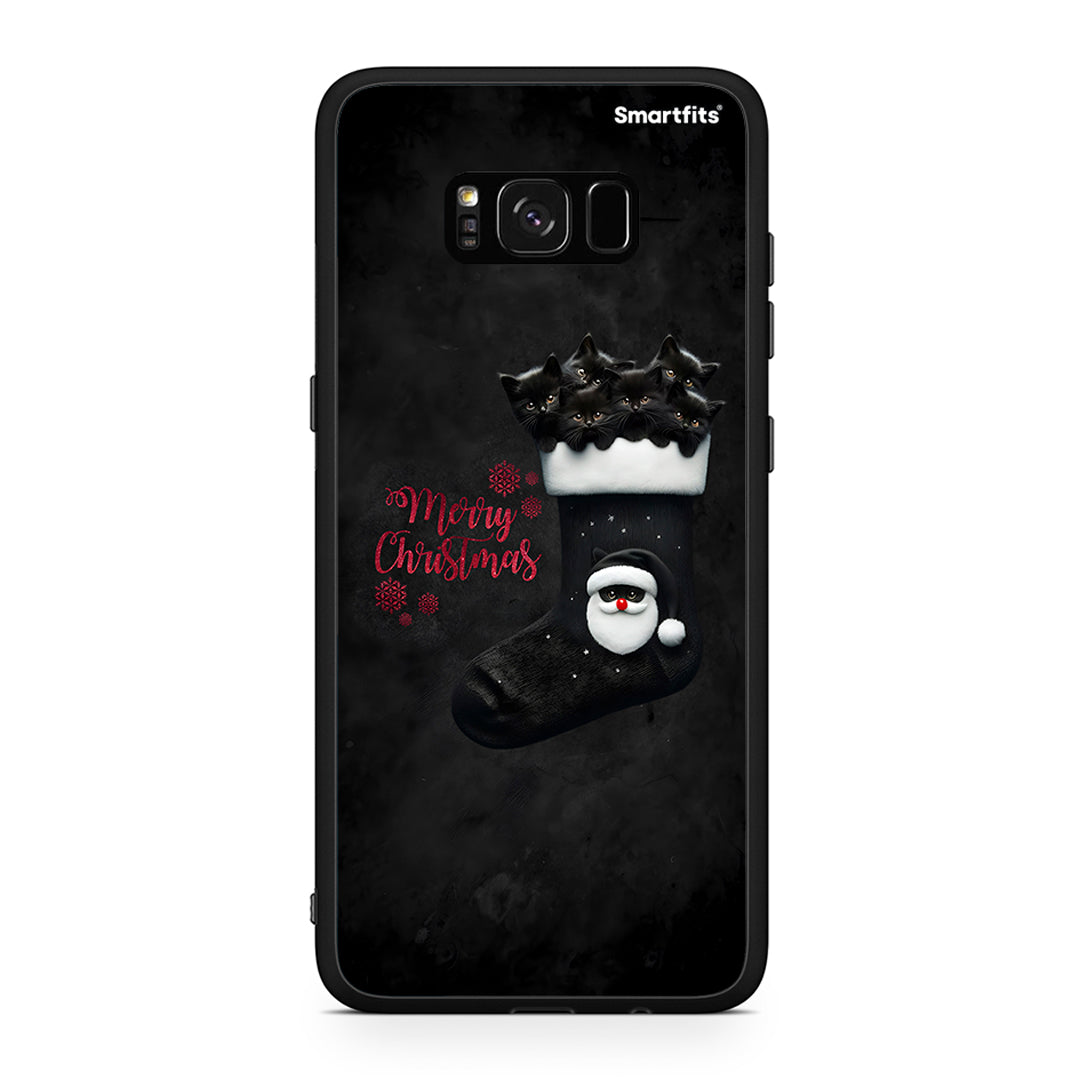 Samsung S8 Merry Cat Christmas θήκη από τη Smartfits με σχέδιο στο πίσω μέρος και μαύρο περίβλημα | Smartphone case with colorful back and black bezels by Smartfits