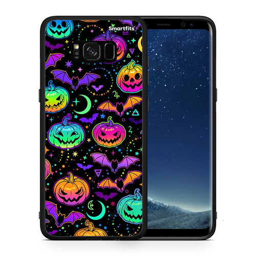 Θήκη Samsung S8 Neon Halloween από τη Smartfits με σχέδιο στο πίσω μέρος και μαύρο περίβλημα | Samsung S8 Neon Halloween case with colorful back and black bezels