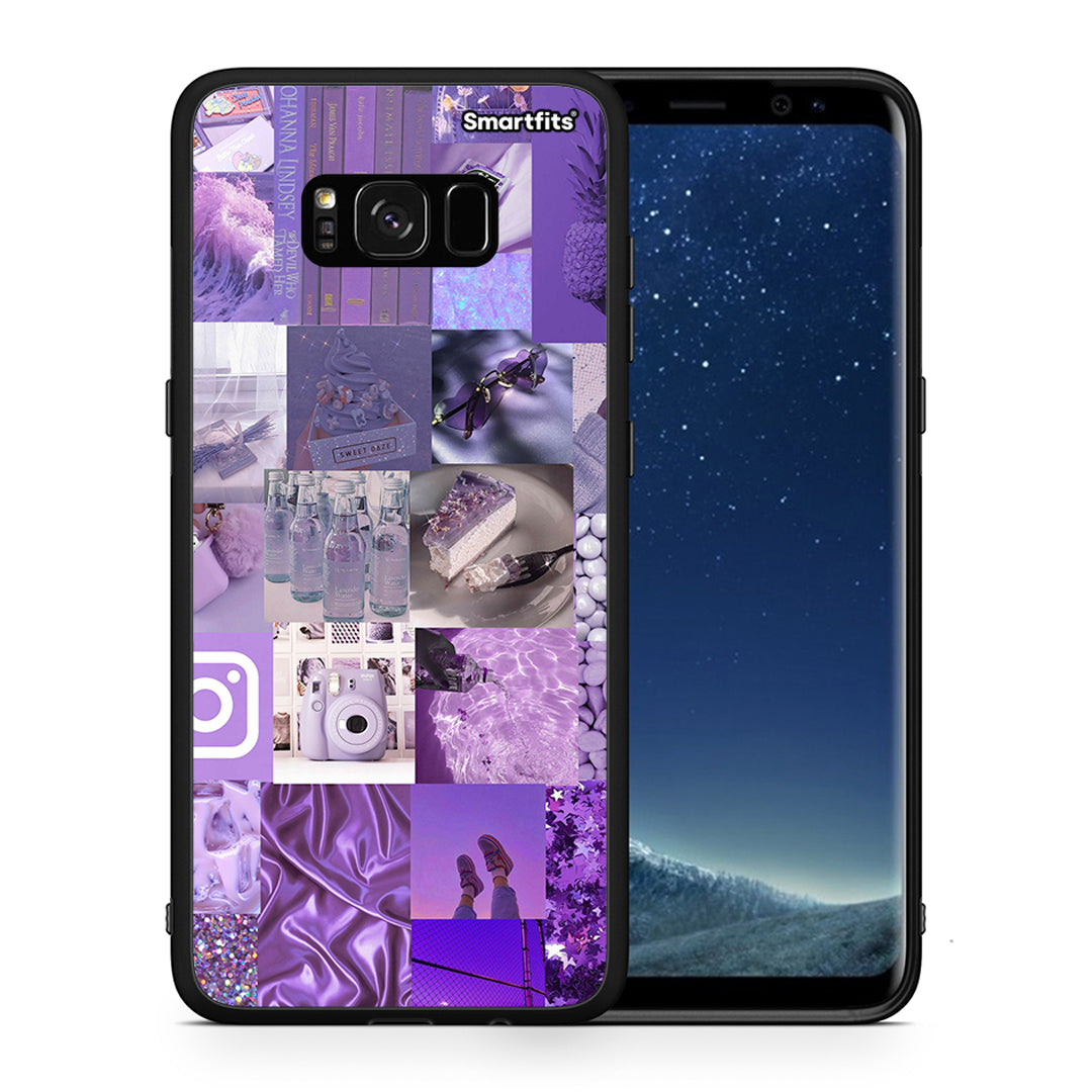 Θήκη Samsung S8+ Purple Aesthetic Collage από τη Smartfits με σχέδιο στο πίσω μέρος και μαύρο περίβλημα | Samsung S8+ Purple Aesthetic Collage case with colorful back and black bezels