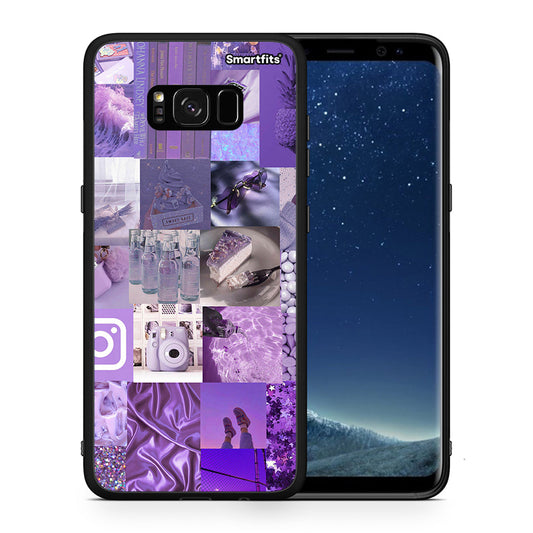 Θήκη Samsung S8+ Purple Aesthetic Collage από τη Smartfits με σχέδιο στο πίσω μέρος και μαύρο περίβλημα | Samsung S8+ Purple Aesthetic Collage case with colorful back and black bezels