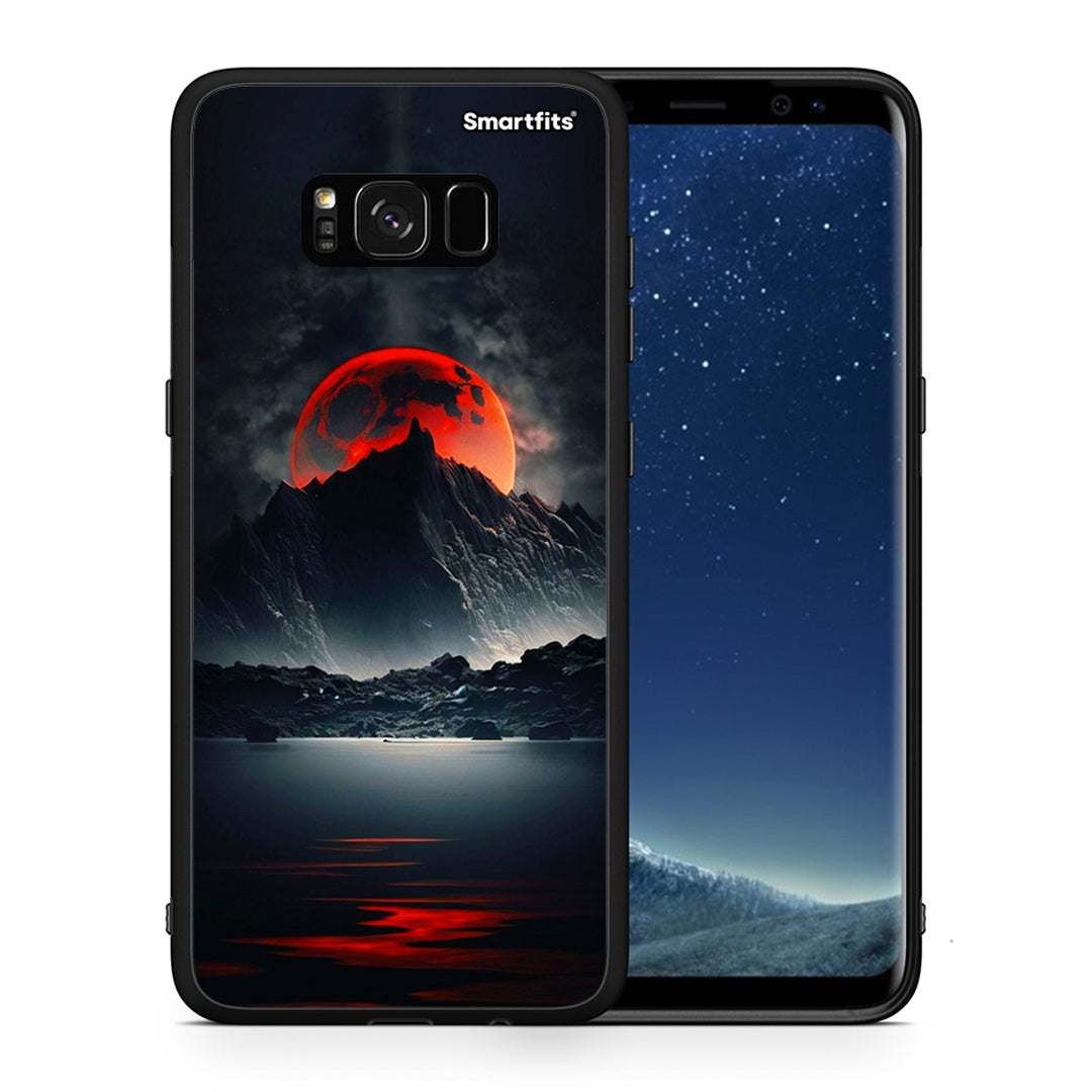 Θήκη Samsung S8+ Red Full Moon από τη Smartfits με σχέδιο στο πίσω μέρος και μαύρο περίβλημα | Samsung S8+ Red Full Moon case with colorful back and black bezels