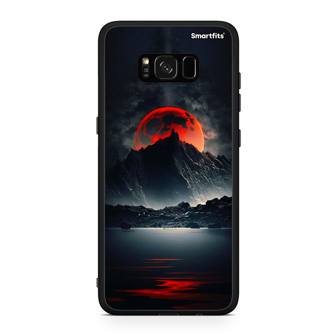 Samsung S8+ Red Full Moon θήκη από τη Smartfits με σχέδιο στο πίσω μέρος και μαύρο περίβλημα | Smartphone case with colorful back and black bezels by Smartfits