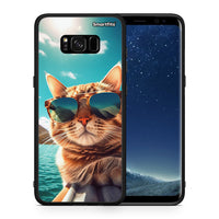 Thumbnail for Θήκη Samsung S8+ Summer Cat από τη Smartfits με σχέδιο στο πίσω μέρος και μαύρο περίβλημα | Samsung S8+ Summer Cat case with colorful back and black bezels