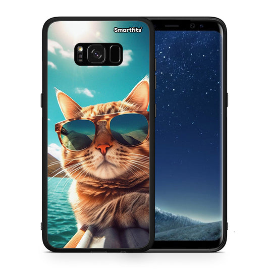 Θήκη Samsung S8 Summer Cat από τη Smartfits με σχέδιο στο πίσω μέρος και μαύρο περίβλημα | Samsung S8 Summer Cat case with colorful back and black bezels