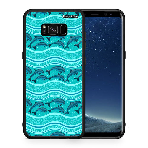 Θήκη Samsung S8 Swimming Dolphins από τη Smartfits με σχέδιο στο πίσω μέρος και μαύρο περίβλημα | Samsung S8 Swimming Dolphins case with colorful back and black bezels