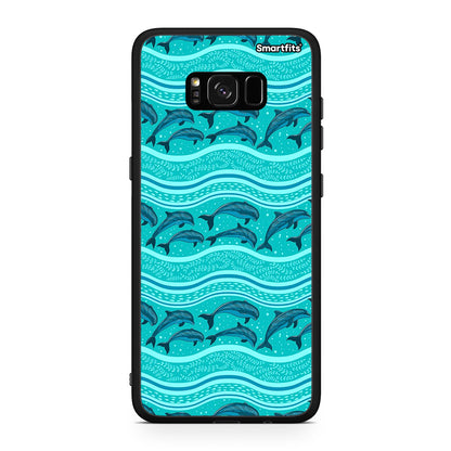 Samsung S8 Swimming Dolphins θήκη από τη Smartfits με σχέδιο στο πίσω μέρος και μαύρο περίβλημα | Smartphone case with colorful back and black bezels by Smartfits