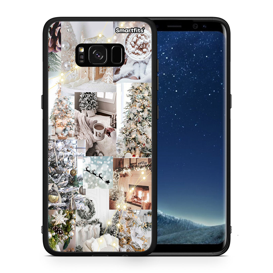 Θήκη Samsung S8 White Christmas από τη Smartfits με σχέδιο στο πίσω μέρος και μαύρο περίβλημα | Samsung S8 White Christmas case with colorful back and black bezels