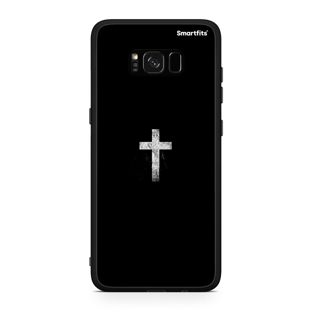 Samsung S8+ White Cross θήκη από τη Smartfits με σχέδιο στο πίσω μέρος και μαύρο περίβλημα | Smartphone case with colorful back and black bezels by Smartfits