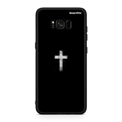 Samsung S8+ White Cross θήκη από τη Smartfits με σχέδιο στο πίσω μέρος και μαύρο περίβλημα | Smartphone case with colorful back and black bezels by Smartfits