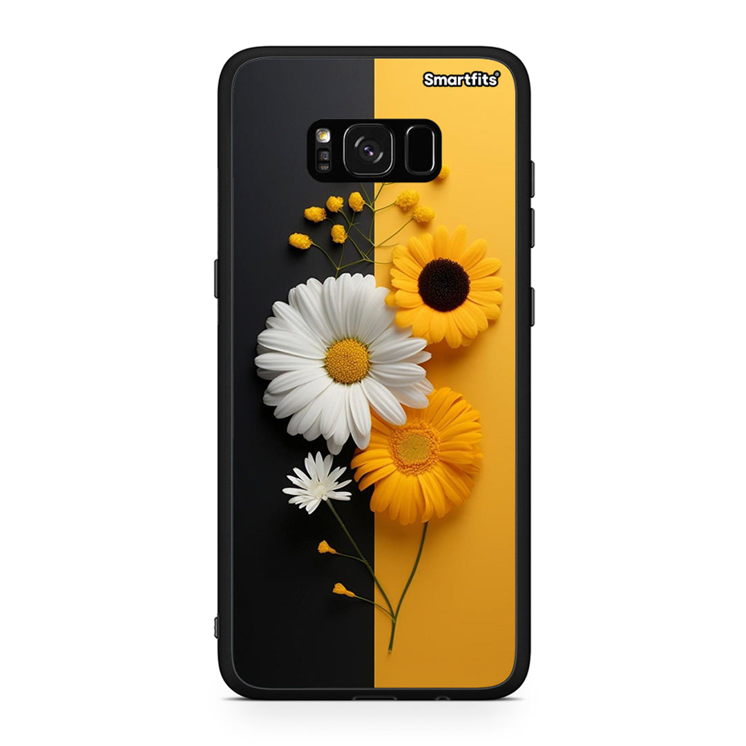 Samsung S8 Yellow Daisies θήκη από τη Smartfits με σχέδιο στο πίσω μέρος και μαύρο περίβλημα | Smartphone case with colorful back and black bezels by Smartfits