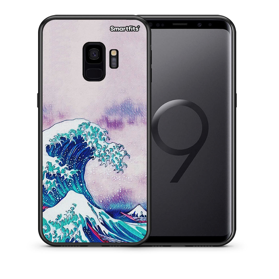 Θήκη Samsung S9 Blue Waves από τη Smartfits με σχέδιο στο πίσω μέρος και μαύρο περίβλημα | Samsung S9 Blue Waves case with colorful back and black bezels