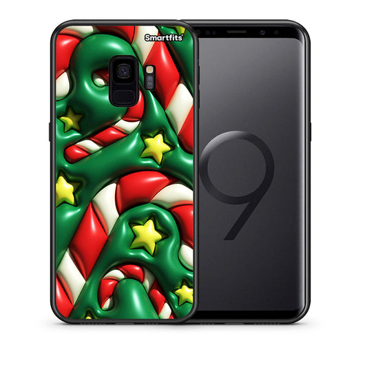 Θήκη Samsung S9 Christmas Bubbles από τη Smartfits με σχέδιο στο πίσω μέρος και μαύρο περίβλημα | Samsung S9 Christmas Bubbles case with colorful back and black bezels
