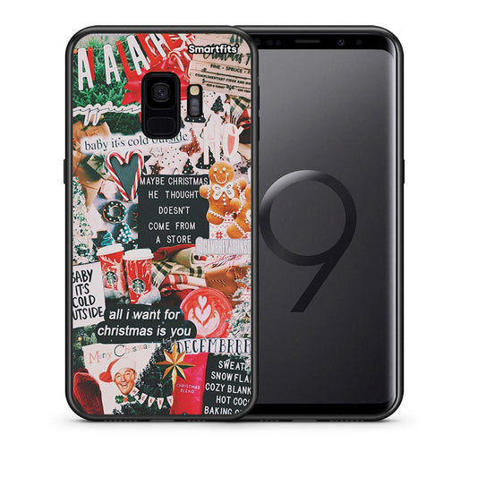 Θήκη Samsung S9 Christmas Happiness από τη Smartfits με σχέδιο στο πίσω μέρος και μαύρο περίβλημα | Samsung S9 Christmas Happiness case with colorful back and black bezels