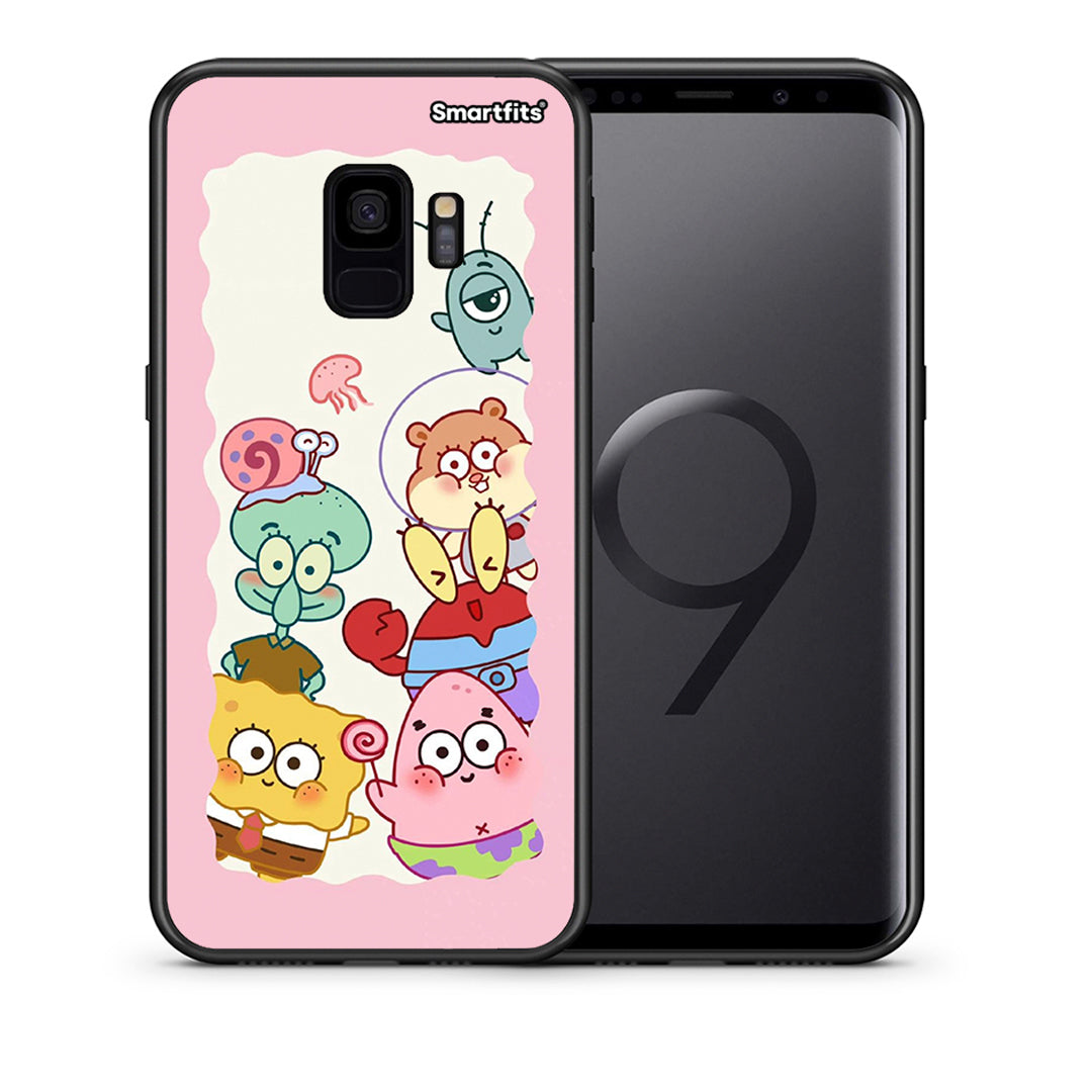 Θήκη Samsung S9 Cute Companion από τη Smartfits με σχέδιο στο πίσω μέρος και μαύρο περίβλημα | Samsung S9 Cute Companion case with colorful back and black bezels